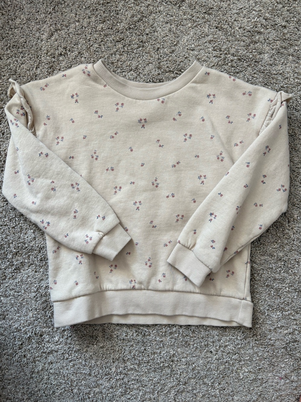 Girls Cream Floral Pullover Sweatshirt